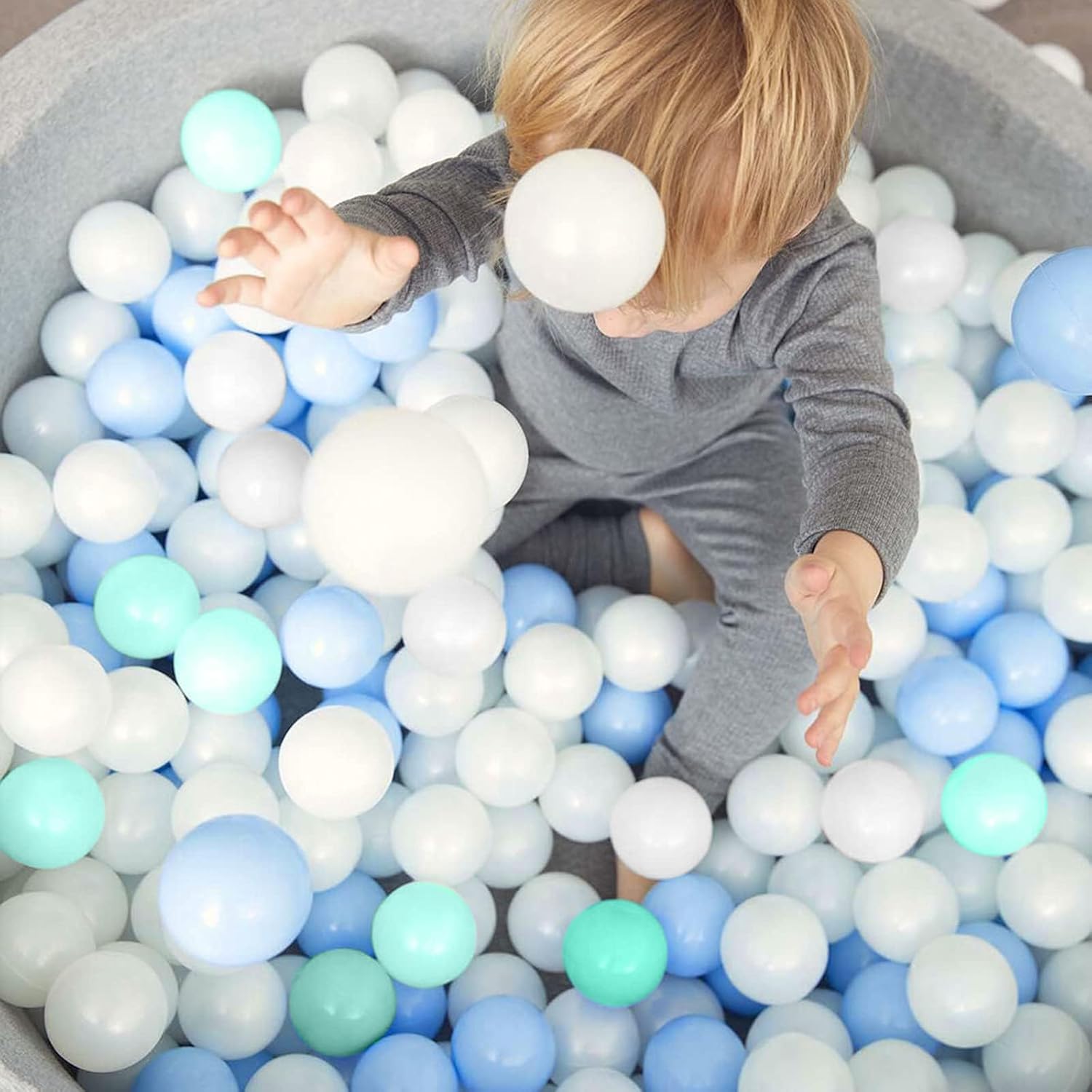 Ball Pits Balls 2000 Count Play Plastic Balls for Ball Pits Playpen BPA- Free Crush Proof Bounce House Balls for Pet Dogs,Soft Plastic Pool Ball for Toddlers (Blue-White, 2000 Count)