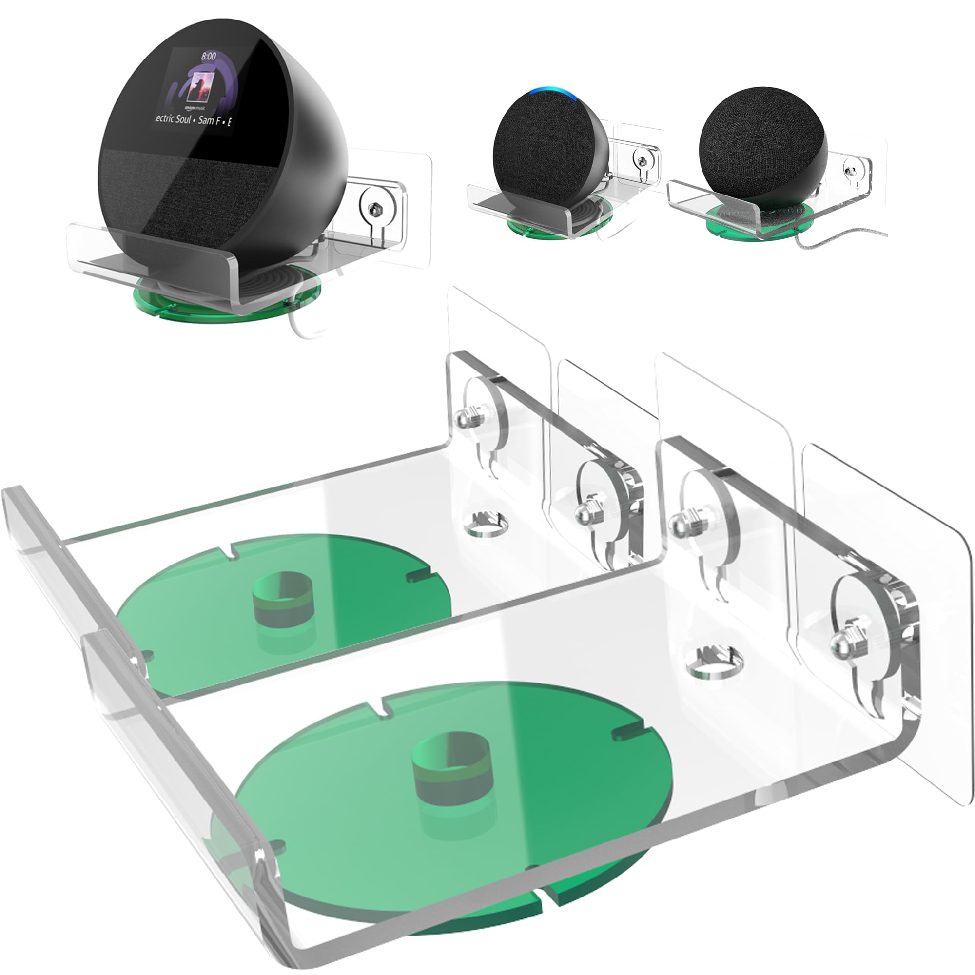 HOOKMEMO Echo Stand Compatible with Spot, Pop, Echo Dot 4/5 & HomePod mini(Dual-Small)