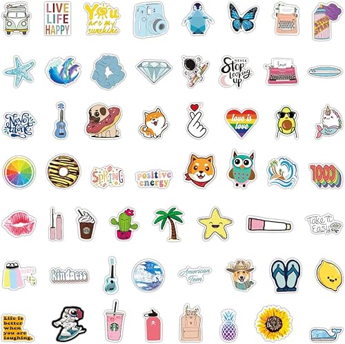 Miniatura 3 de Yelia 105 calcomanías para botellas de agua para adolescentes y niños, vinilo impermeable Vsco lindo adhesivo estético, Hydroflask Laptop Teléfono
