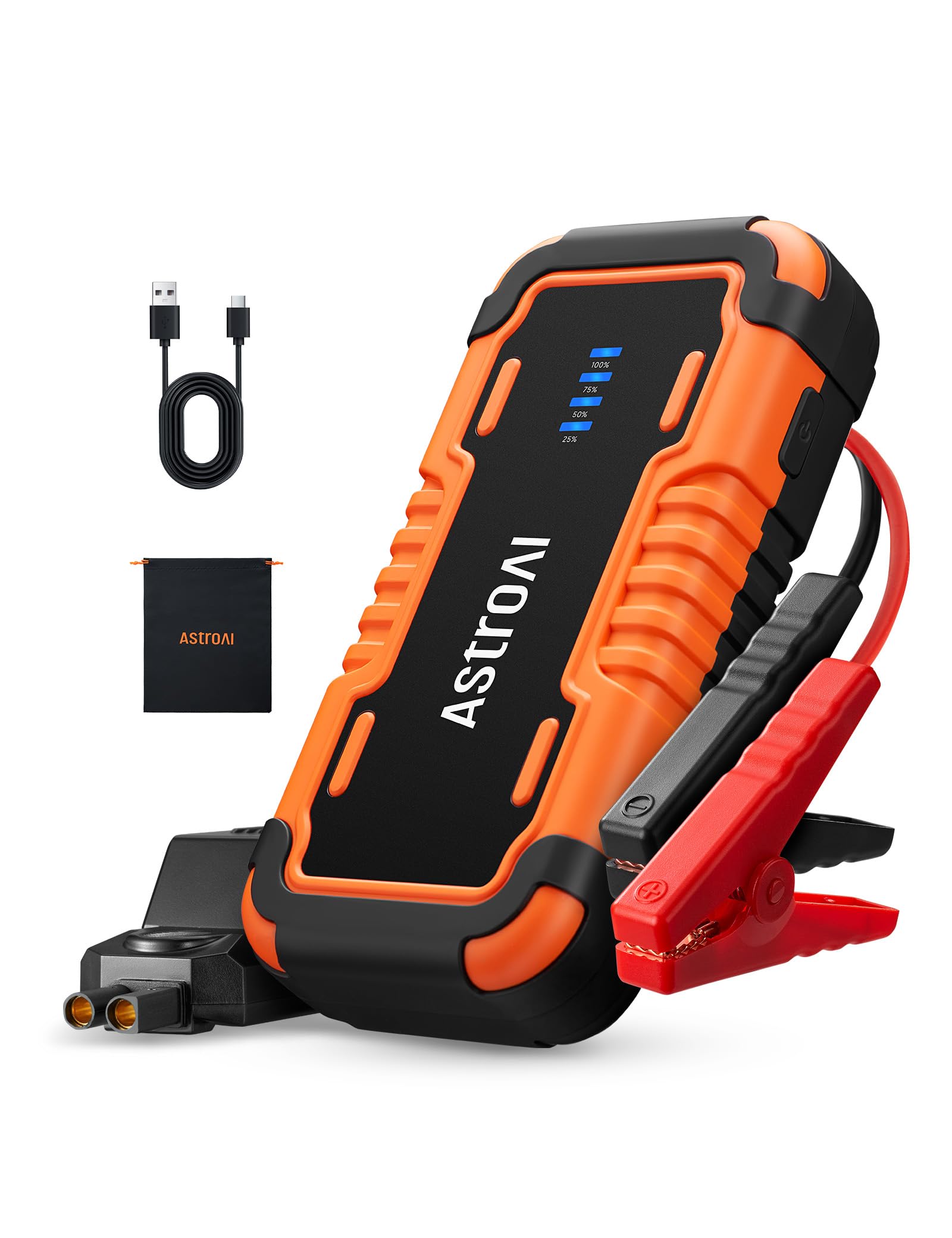 AstroAI P8 Jump Starter with cables connected