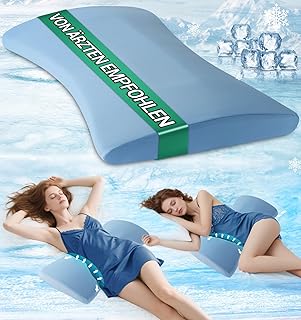 Orthopädisches Lendenkissen Ergonomische Rücken- & Lordosenstütze aus Memory-Schaum für Bett & Sofa – Entlastung im unteren Rücken– Kühlender, Abnehmbarer Waschbarer Bezug, Kissen-Vorlagen