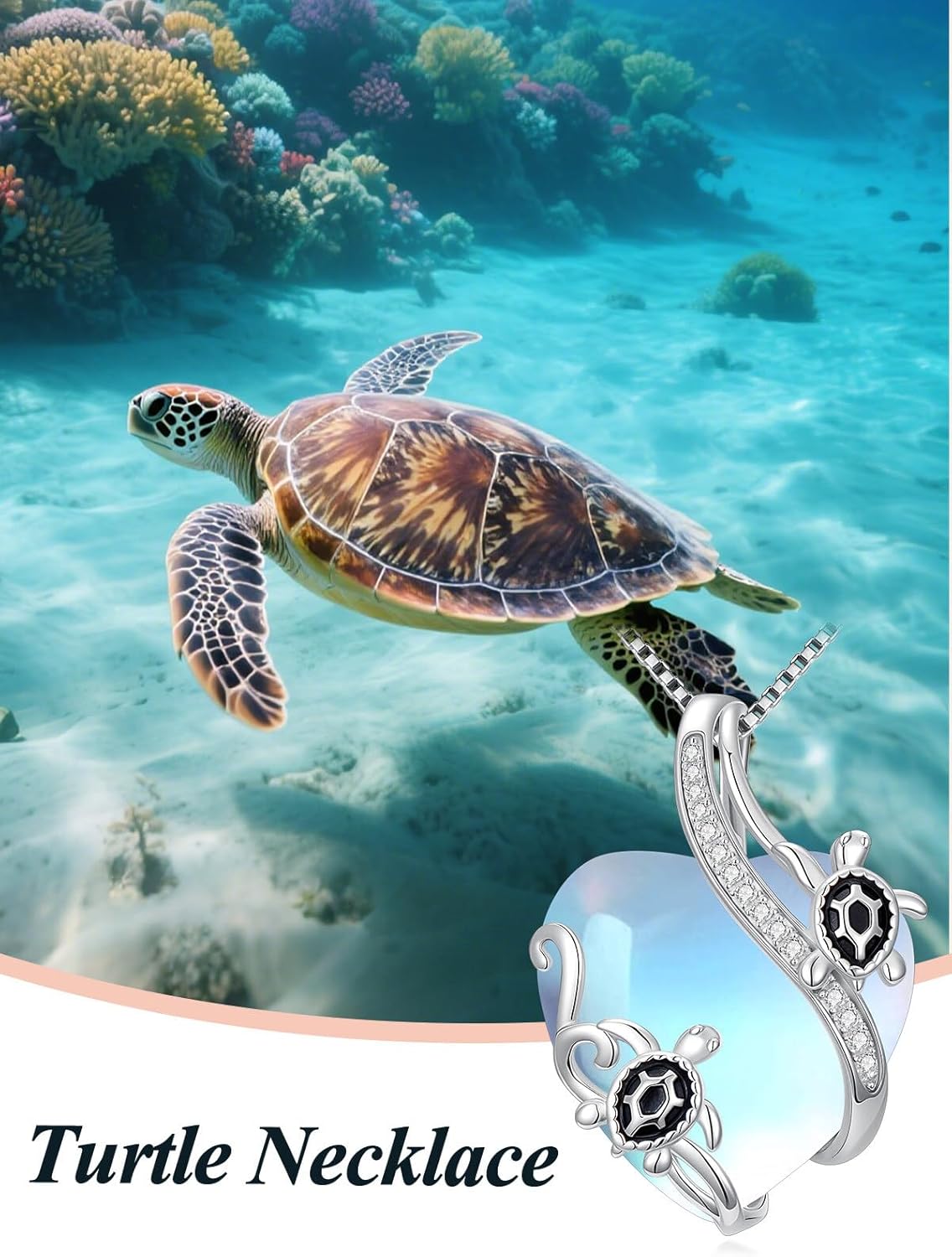 OCJ Dragonfly/Butterlfy/Turtle/Dolphin/Hummingbird/Bee/Necklace for Women Sterling Silver Moonstone Pendant Necklace Jewelry Gifts for Women Wife Girlfrined Anniversary Birthday Valentines Day Gift - Image 2