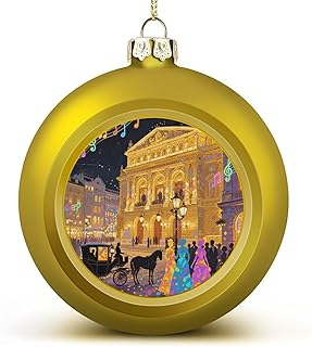 Vienna Opera House Christmas Ornaments Balls Shatterproof Large Xmas Tree Decorations Balls Golden Decorative Hanging Ball for Farmhouse Home Fireplace Decor Holiday Party Favors