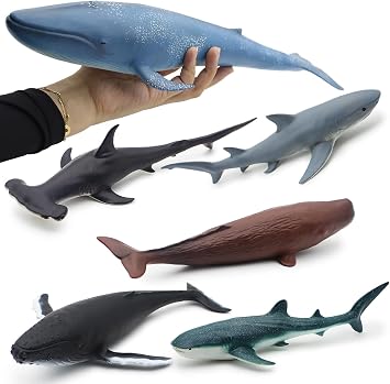 Mostop Sea Animal Toy for Kids 6 Pack 14.5 Large Size Ocean Sea Marine Animal Figures, Realistic Ocean Sea Creature Action Models Whale Ornament Education Cognitive Toy Set for Boys Girls