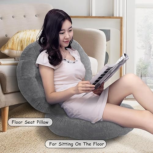 Miniatura 6 de Millsilo Cojín de suelo grande, cojín redondo para el suelo, para adultos y niños, cojín de meditación grueso copetudo para yoga, sala de estar,