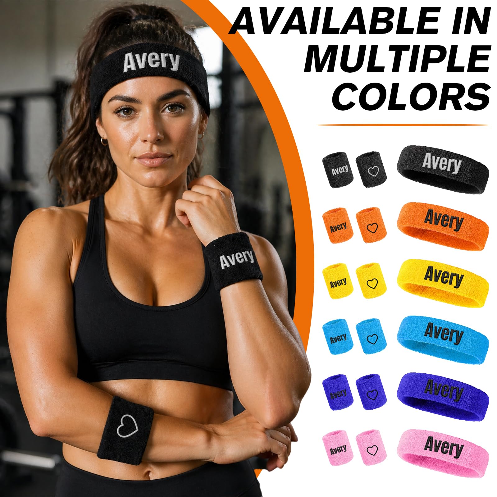 Personalizzazione Polsini Palestra & Fascia Capelli Uomo(Set Da Tre Pezzi), Personalizzabile Con Ricamo Nome/Logo, Per Uomo E Donna Fascia Capelli Sport, Ideale Per Palestra E Giocare A Basket
