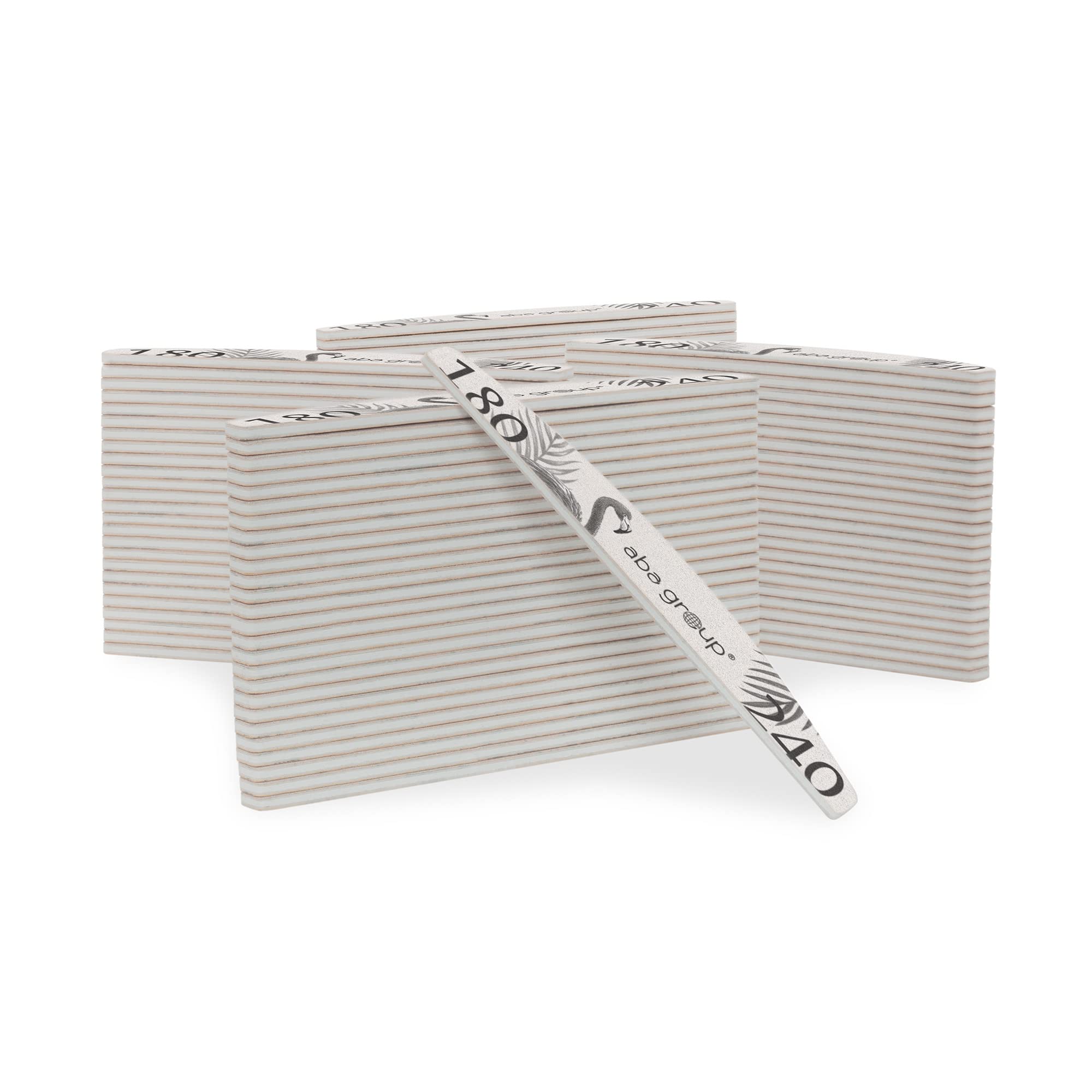 Aba Group 100 lime professionali per unghie a mezzaluna fenicottero 180/240 Slim, resistenti, monouso, di buona qualità, resistente all'abrasione, set di lime per unghie, prodotto in UE