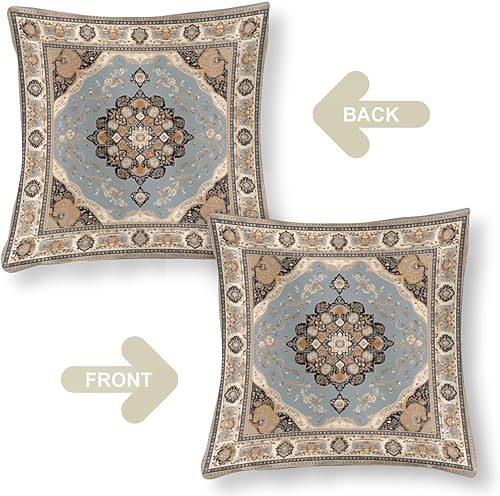 Miniatura 10 de Funda de cojín moderna de satén, diseño de medallón marrón y negro, fundas de almohada clásicas bohemias con mandala chic con cremallera para sala