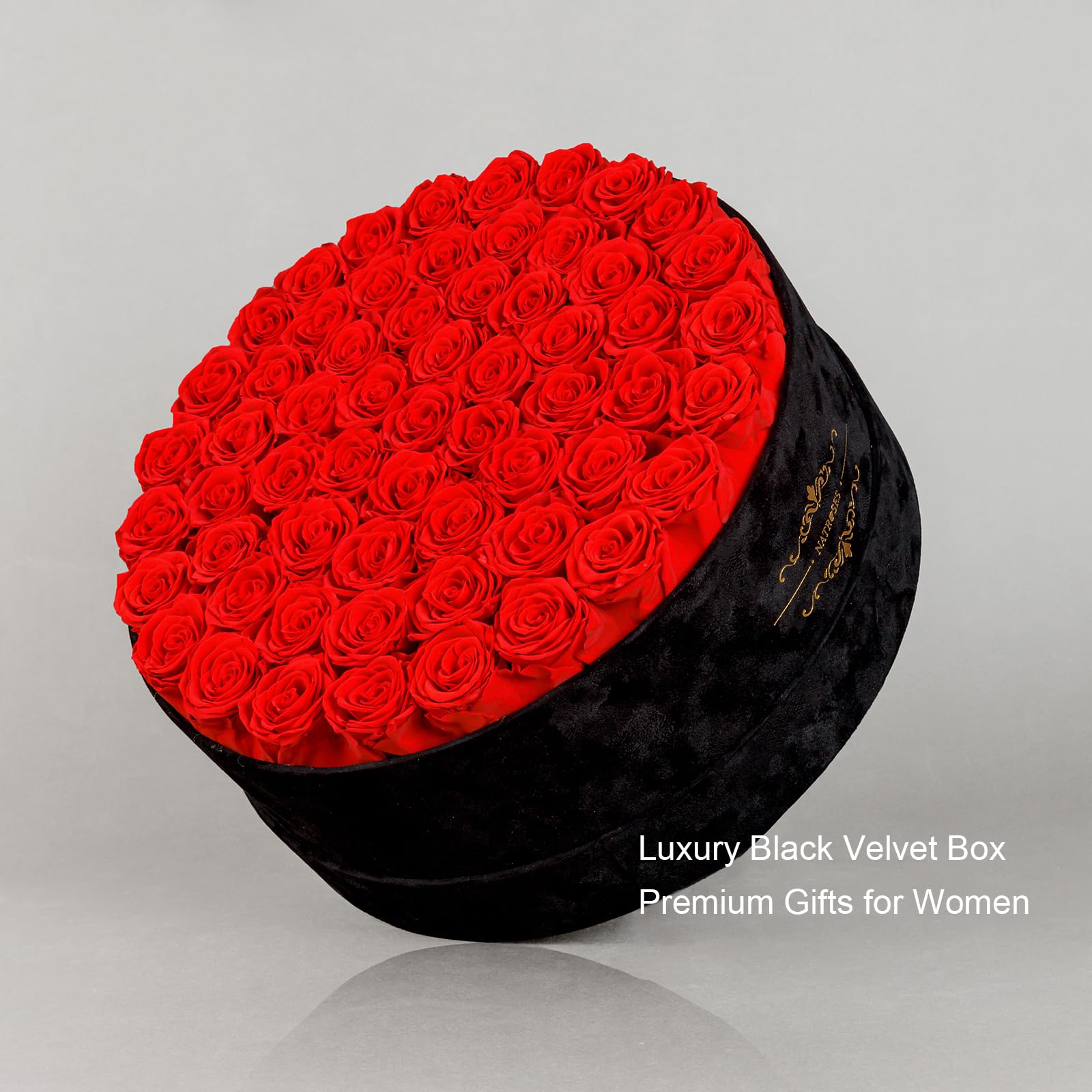 NATROSES Gifts for Her 27 Piece Forever Preserved Roses in a Box, Preserved Flowers for Delivery Birthday, Flowers Gifts for Mothers Day, Dusty Pink: Red 60 Roses