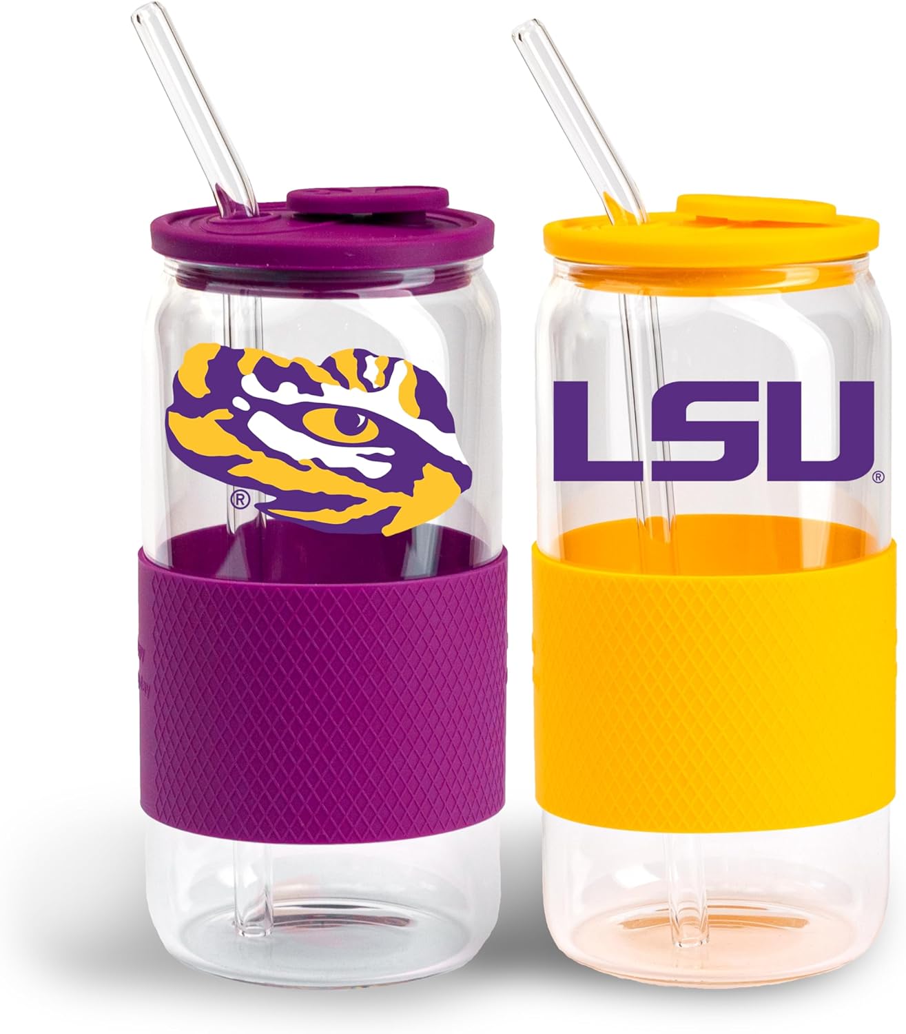 The Memory Company | Licensed NCAA 2-Pack Glasses with Silicone Grip and Lid