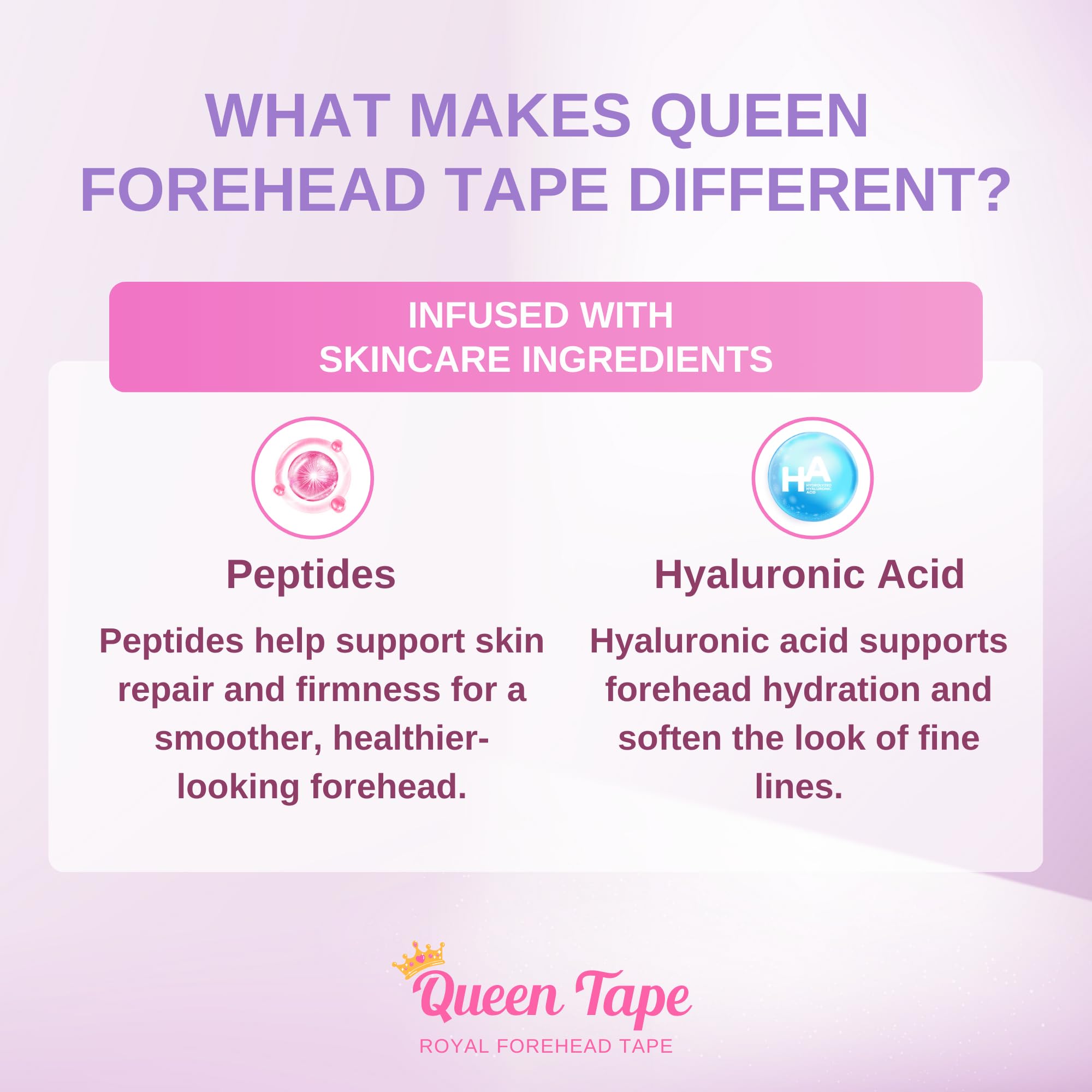 Queen Royal Forehead Tape with Hyaluronic Acid & Peptides, 20 Pieces
