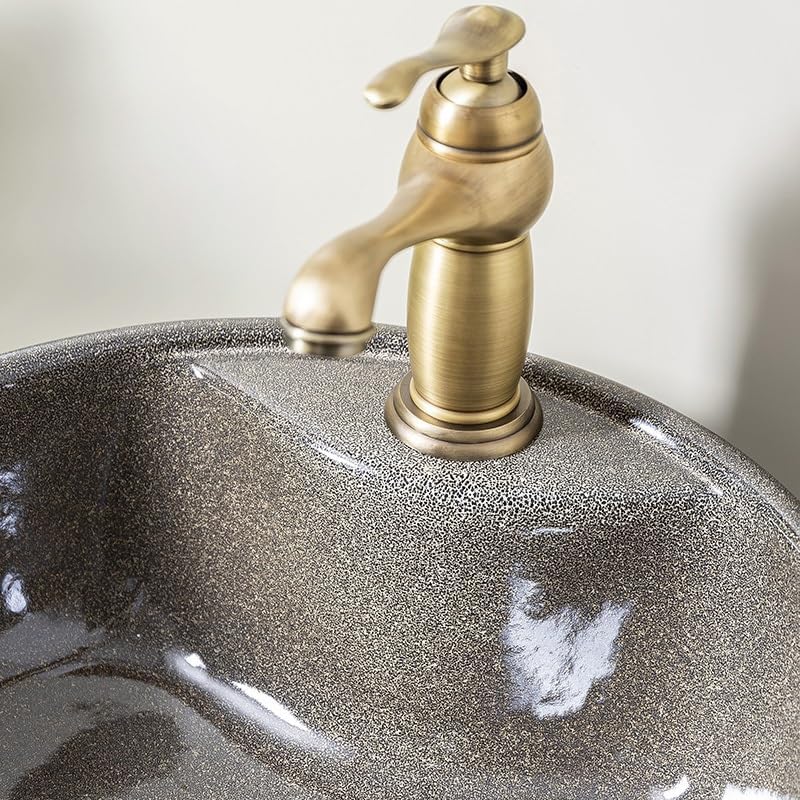 Pedestal Sinks Floor-Standing Column Sink Ceramic Home Bathroom Outdoor Courtyard Retro Wash Basin (A)