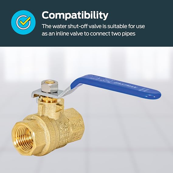 Eastman 1/2 Inch IPS Heavy Duty Full Port Ball Valve, Brass Plumbing Fitting, 20045LF