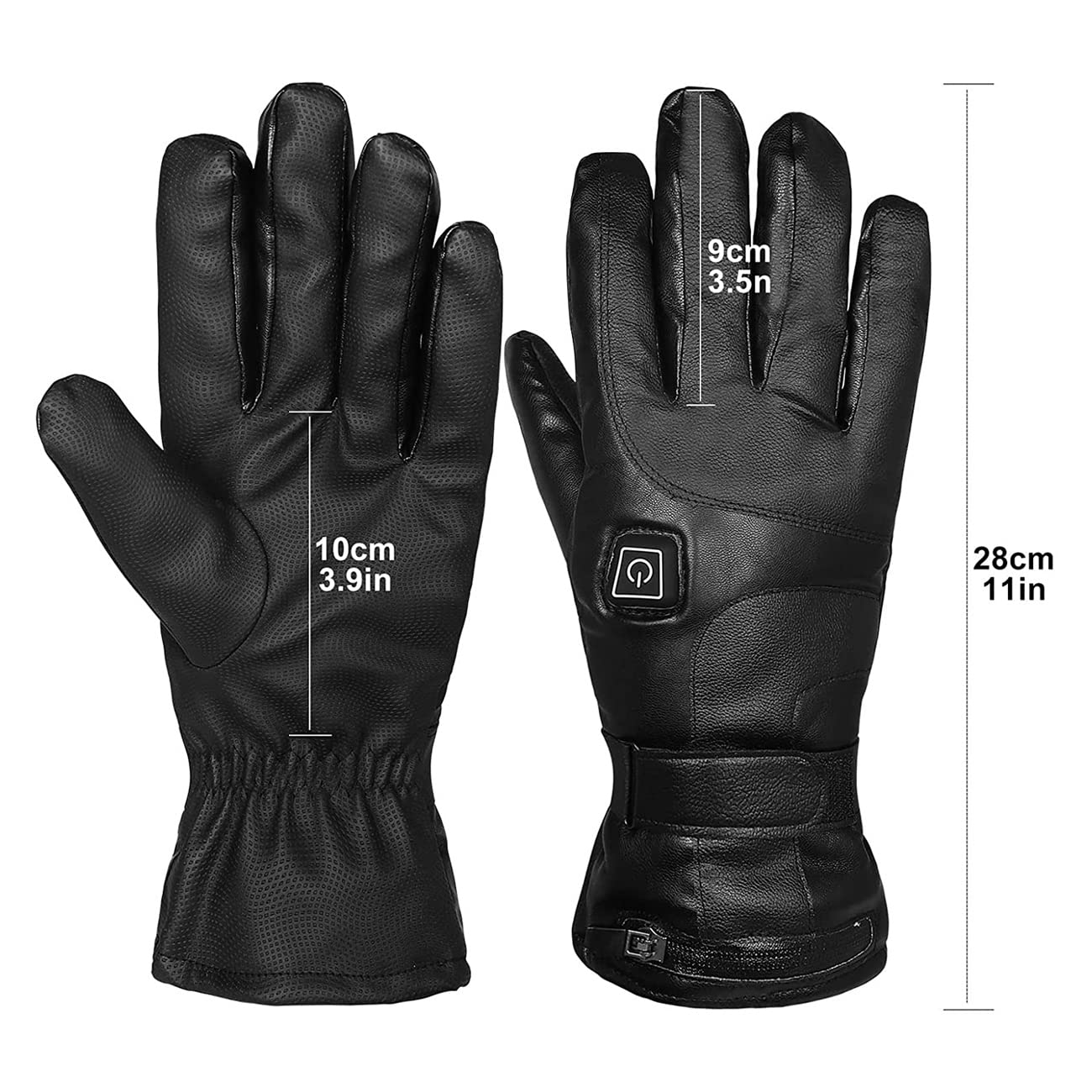 CHEWYNP Guantes calefactables de Piel sintética, para Hombres y Mujeres, Guantes térmicos eléctricos Impermeables, cálidos y cómodos, además de Forro de Terciopelo, Pantalla táctil con Bat