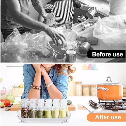 Miniatura 5 de Lazy Susan - Organizador para refrigerador  Organizador giratorio rectangular de 15.67 pulgadas con 50 calcomanías para nevera, despensa, cocina,