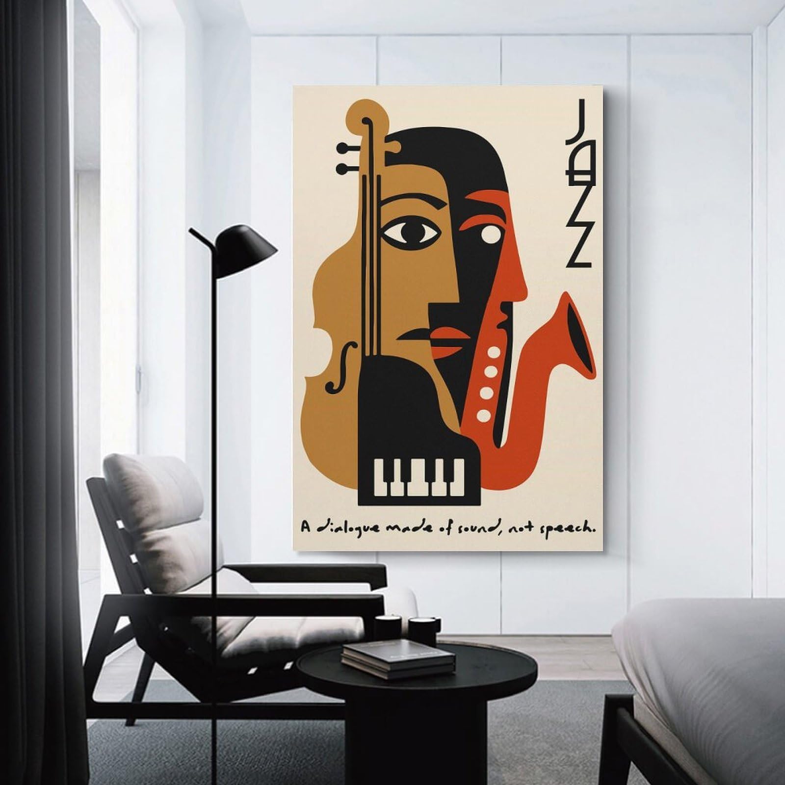 Junmoney Canvas Wall Decor Abstract Jazz Music, 20x30inch(50x75cm), for Flats, Guest Rooms Or Compact Rooms, A Simple Refresh for Blank Walls