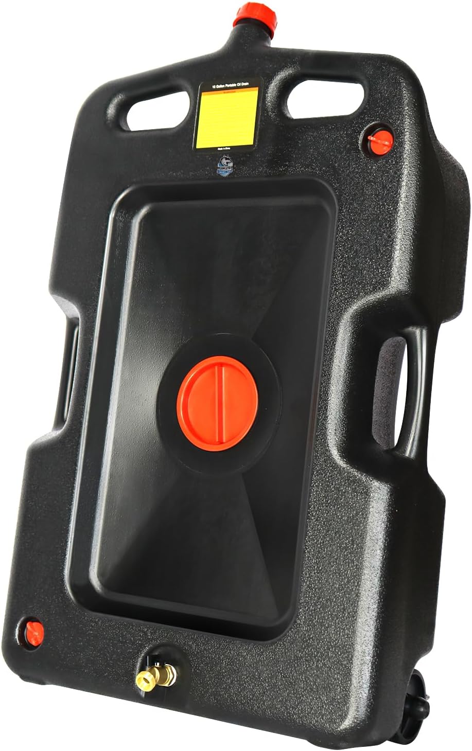 HKTE 15-Gallon Portable Oil Drain Pan, Heavy-Duty HDPE, with Wheels for Garage & Workshops