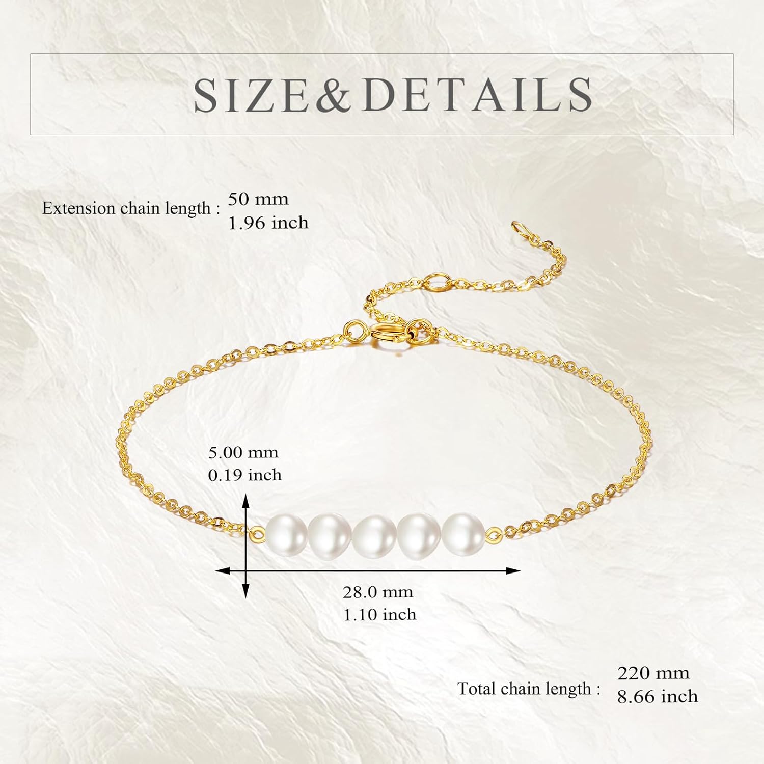 KECHO 14K Real Gold Freshwater Cultured Pearl Bracelet 14K Solid Gold Jewelry Anniversary Birthday Gifts for Women (Irregular 5) - Image 4