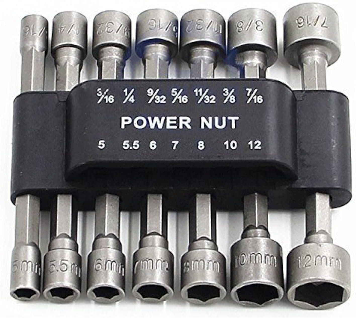 PANOVO (14pcs) Power Nut Driver Drill Bit Set Metric Socket Wrench Screw 1/4'' Driver Hex