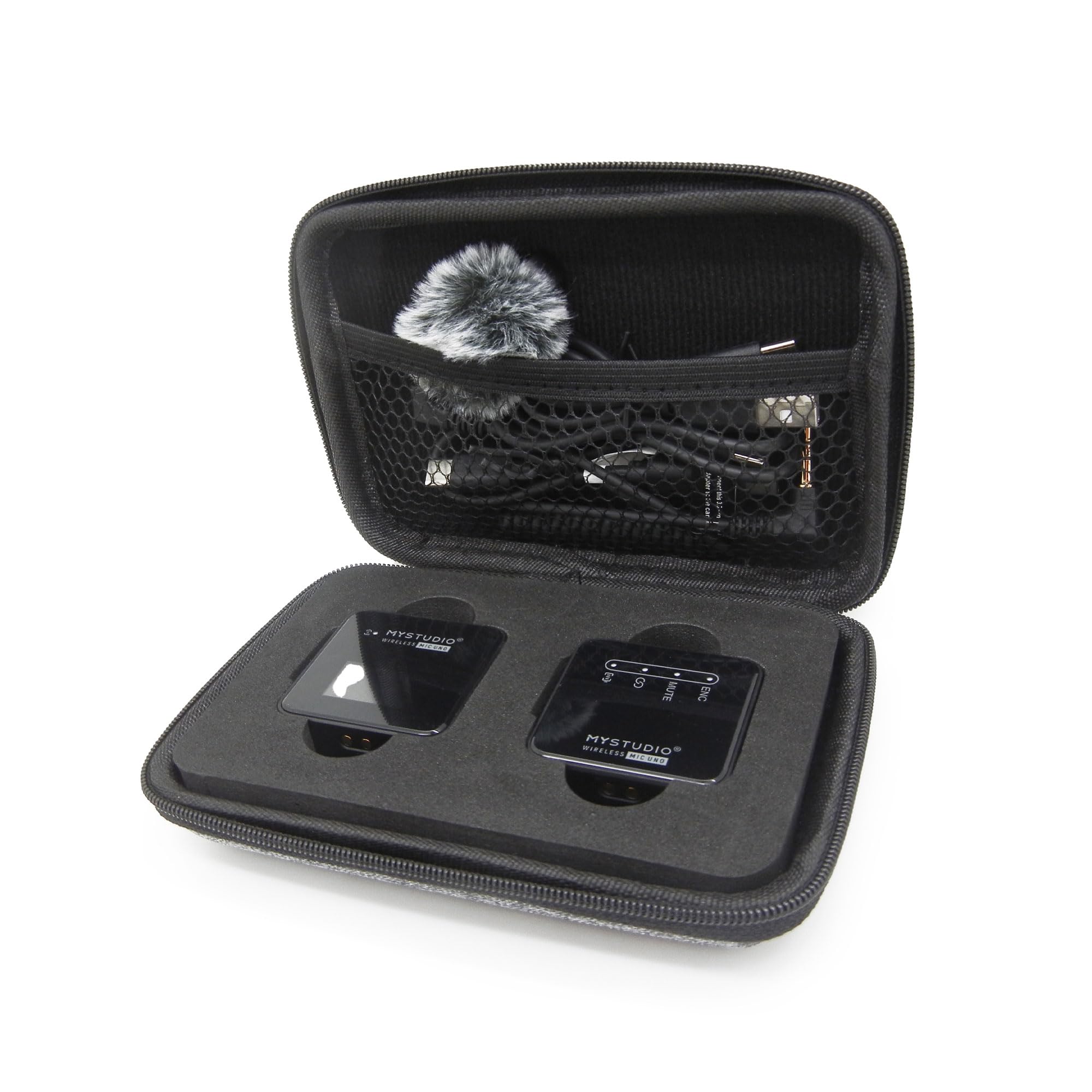 Micrófono inalámbrico UNO • Juego de micrófono con Solapa de Solapa Lavalier • Inalámbrico • Compatible con Smartphones y cámaras • Funda rígida incluida