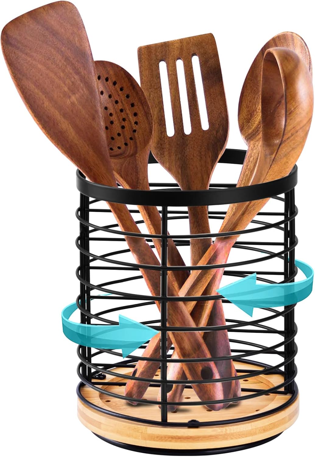 GYBOOM 360° rotating utensil holder for kitchen counter, 5.9" x 5.9" x ...