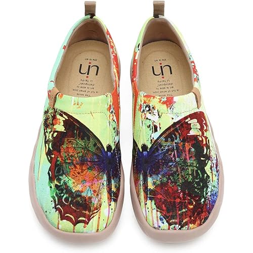 UIN Women's Fashion Floral Art Sneaker Painted Canvas Slip-On Ladies Travel Shoes