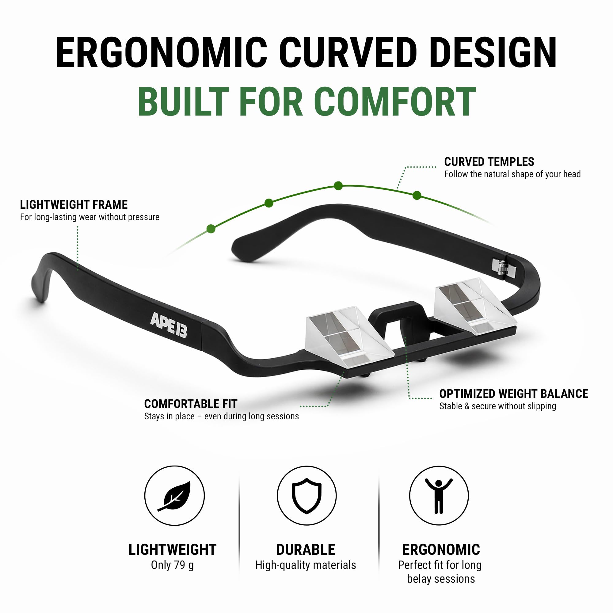 Climbing Belay Glasses Gafas de escalada para asegurar con prisma ligeras resistentes
