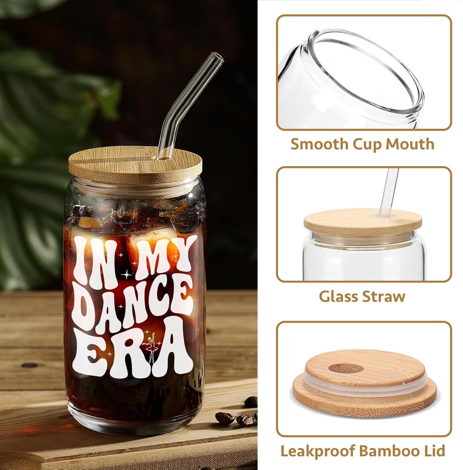 Mikopei Dance Gifts Stuff, In My Dance Era Glass Cup with Lid and Straw image 3