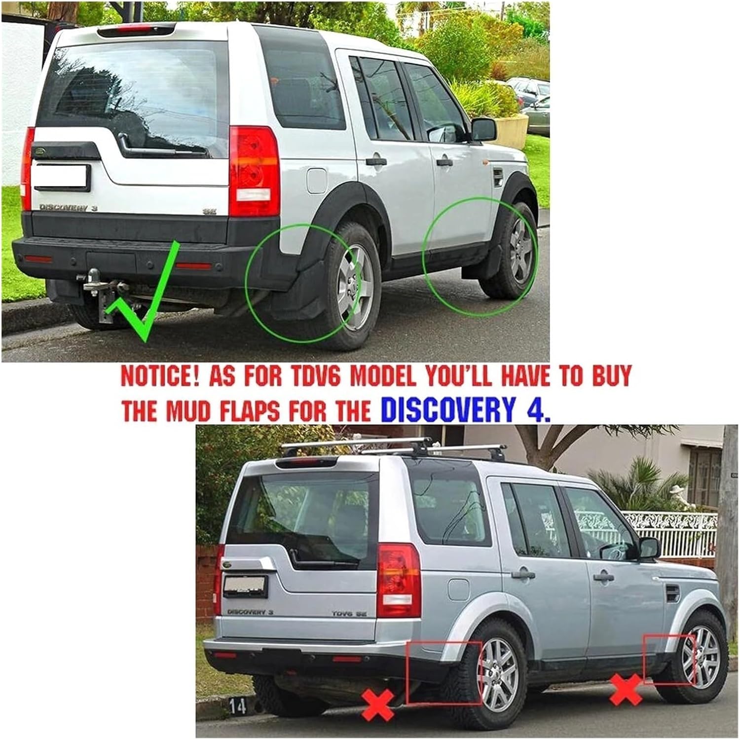 Set Mudflaps Mud Flap Front Rear Accessories Compatible with Land Rover Discovery 3 2004 2005 2006-2008 LR3 Splash Guards Mudguards Fender