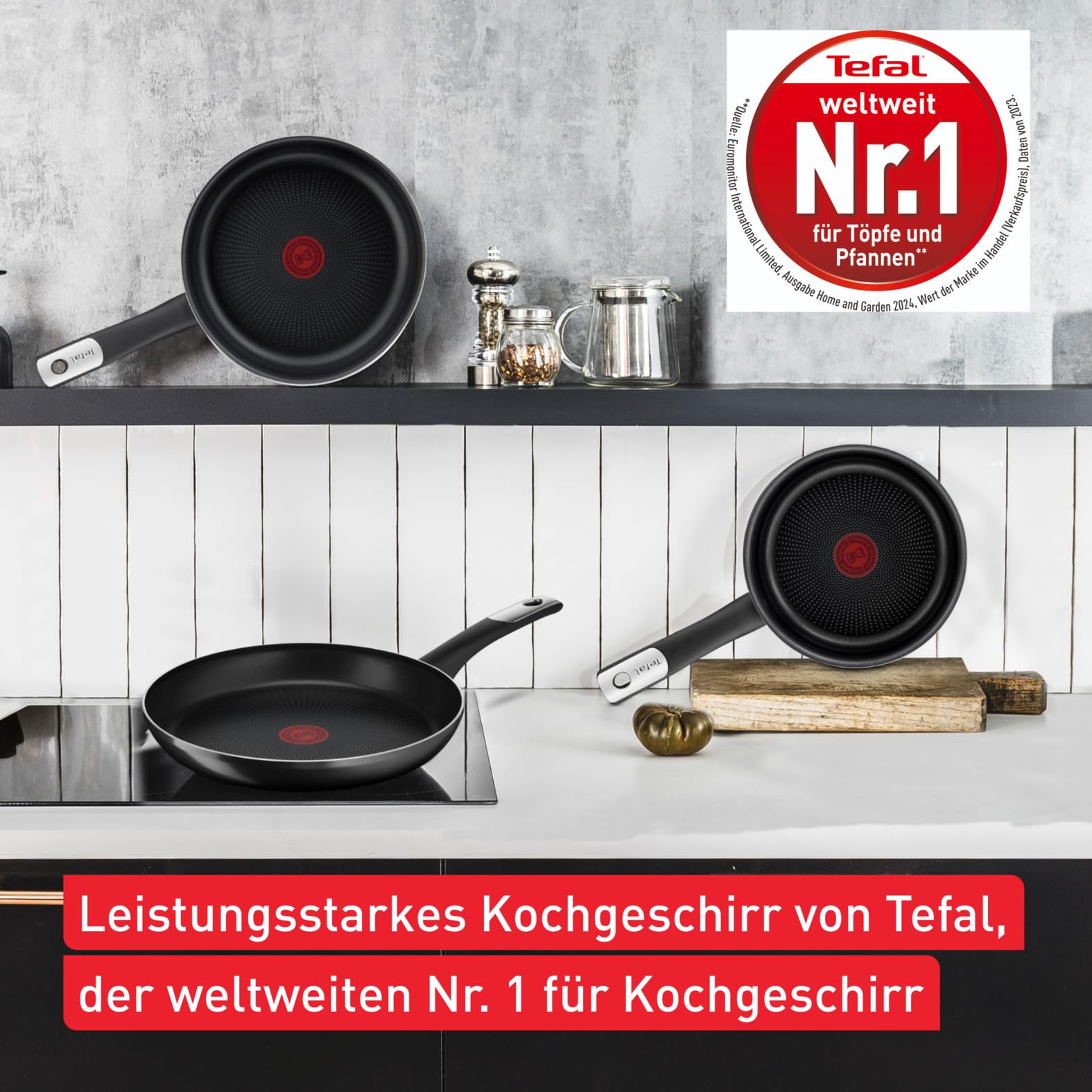 Tefal Hard Titanium Essential Bratpfanne 28 cm, Antihaftversiegelung, Thermo-Signal bei idealer Brattemperatur, spülmaschinengeeignet, Nicht induktionsgeeignet, Made in France, C38806