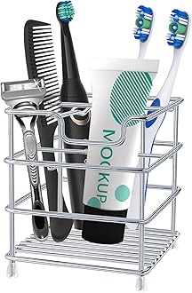 Toothbrush Holders for Bathrooms Stainless Steel Rustproof Toothbrush and Toothpaste Holder Organizer Tooth Brush Storage Stand