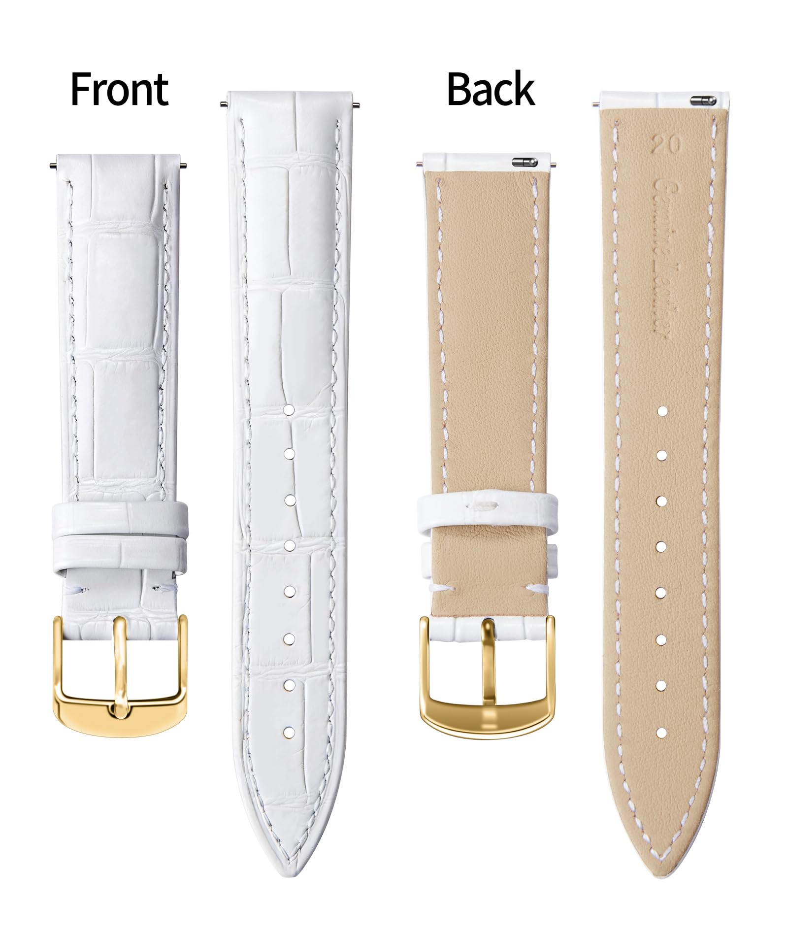 BINLUN Leather Watch Band Genuine Calfskin Replacement Watch Strap Quick Release Crocodile Pattern 10 Colors 13 Sizes for Men Women(10mm,12mm,14mm,16mm,17mm,18mm,19mm,20mm,21mm,22mm,23mm,24mm) - 2