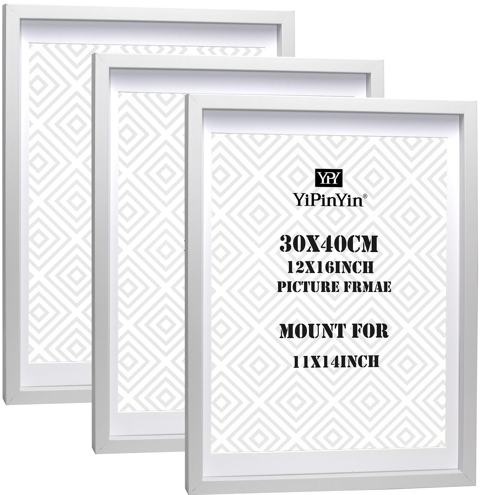 30x40cm(12x16'') White Boxed Photo Frame 3pack with acid free mount for 11x14'',16x12'' White Poster Frame with Acid Free AMount for 11x14''