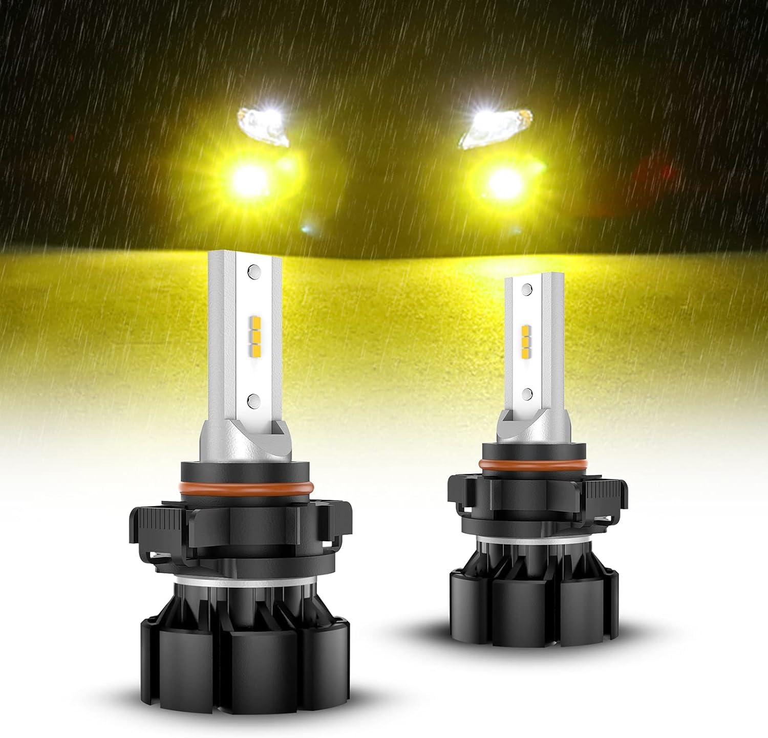 Photo 1 of SEALIGHT 5201 5202 LED Fog Light Bulbs Yellow, 600% Brightness 5201 PS19W PS24W Fog Lights LED, 3000K Yellow Strong Penetration 5201 LED Fog Bulbs Replacement for Cars,Trucks(Pack of 2)