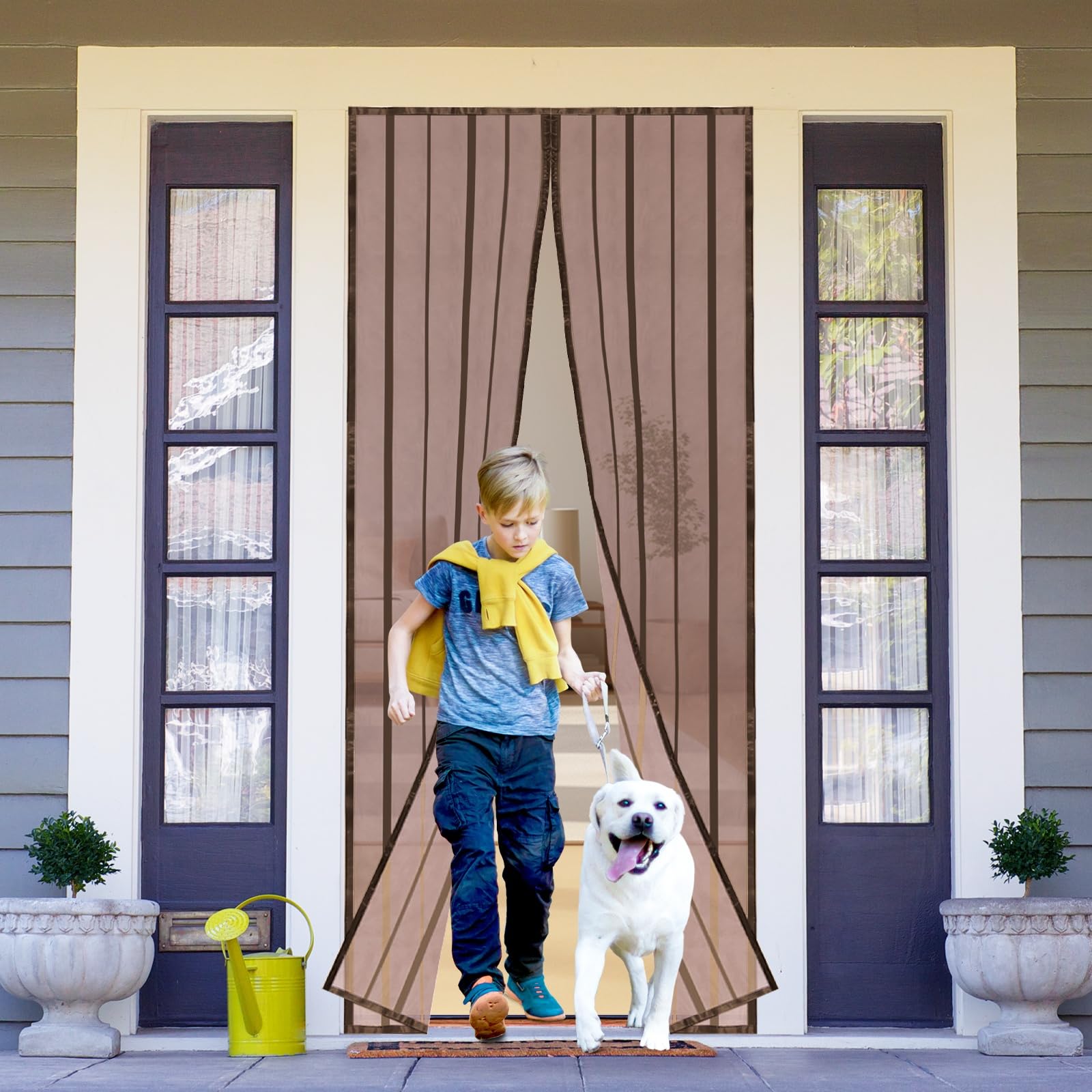 Sekey Cortina Magnética de Puerta a Prueba de Mosquito para Madera, Hierro, Metálicas, Balcón, RV - Cierre Magnético Automático, 90x210 cm, Marrón — view 6