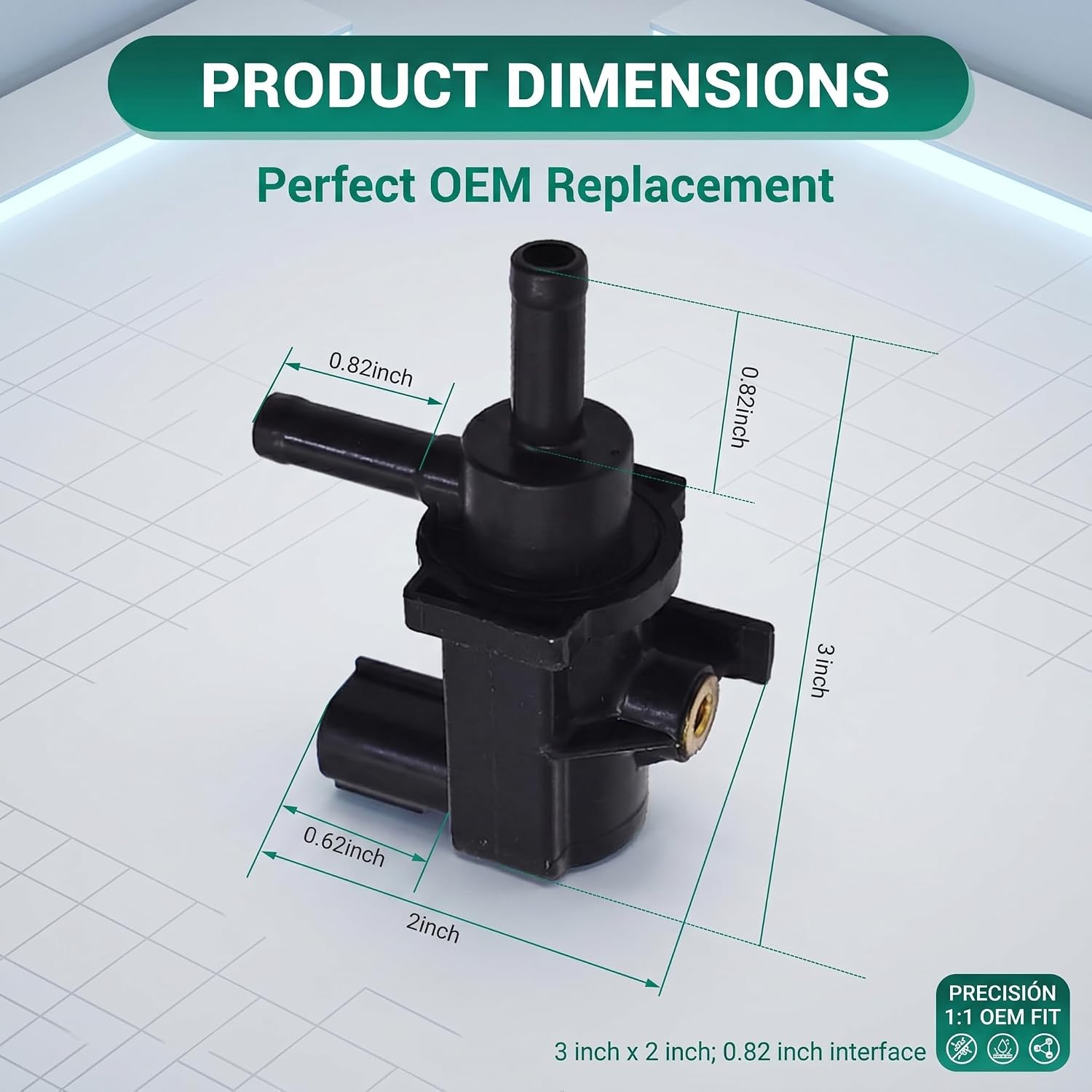 1 PC Vacuum Switch Valve, 2 Pin Plug and Play Replacement Part, High Temperature Resistant, Compatible with Corolla Highlander Sienna Avalon (Black)
