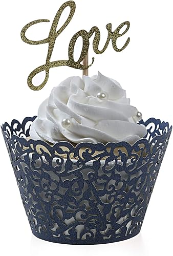 Miniatura 5 de KPOSIYA Paquete de 120 envoltorios artísticos para magdalenas, tazas de papel para hornear pasteles, diseño de vid cortadas con láser, bandejas para