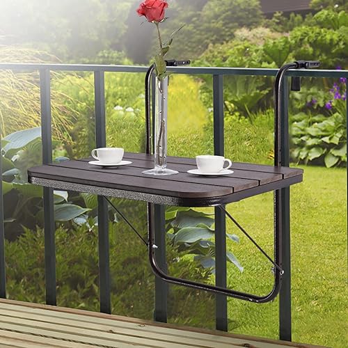Miniatura 4 de Mesa de barandilla de balcón para colgar al aire libre, mesa de bar plegable para barandillas, mesa de patio en barandilla, mesa auxiliar de metal