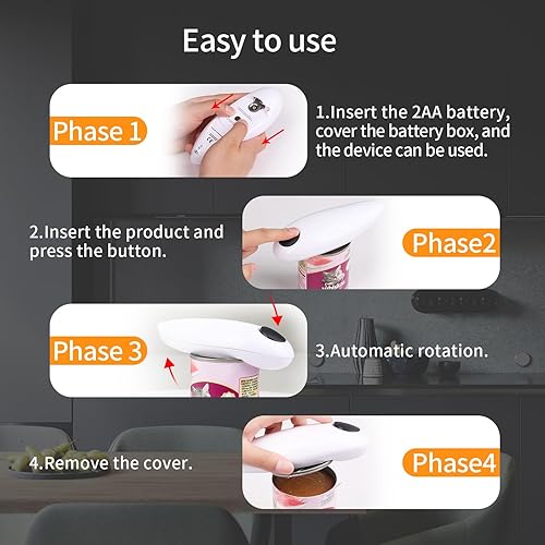 Miniatura 4 de Ancocs Abrelatas eléctrico, abre tus latas con un simple pulsador de botón, sin borde afilado, apto para alimentos y funciona con pilas, regalos de