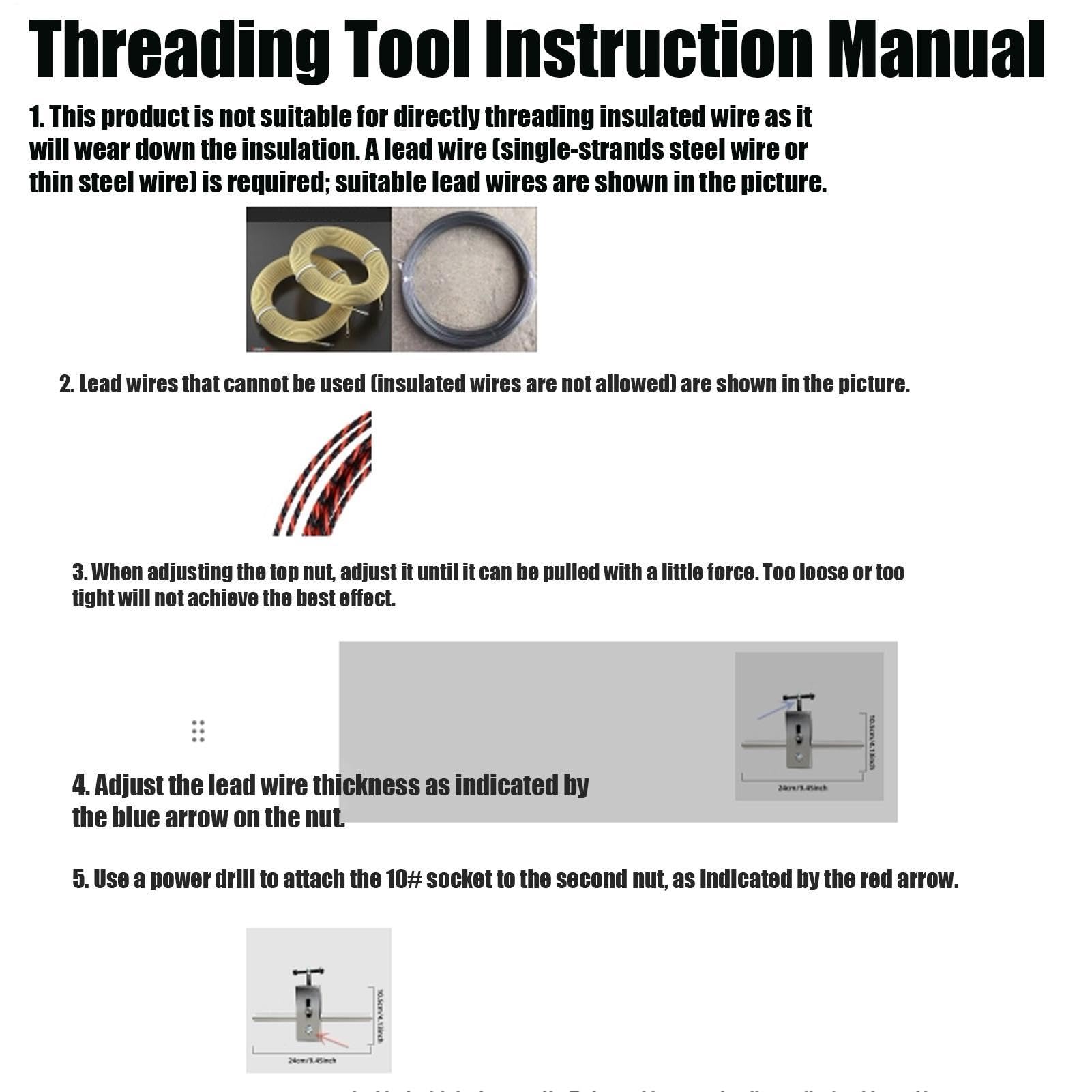 Przeciągarka do przewodów Wytrzymały z prowadnicą 15 m | Narzędzie do przeciągania przewodów ściennych rurowych dla elektryków hydraulików techników na budowę instalacji rur i