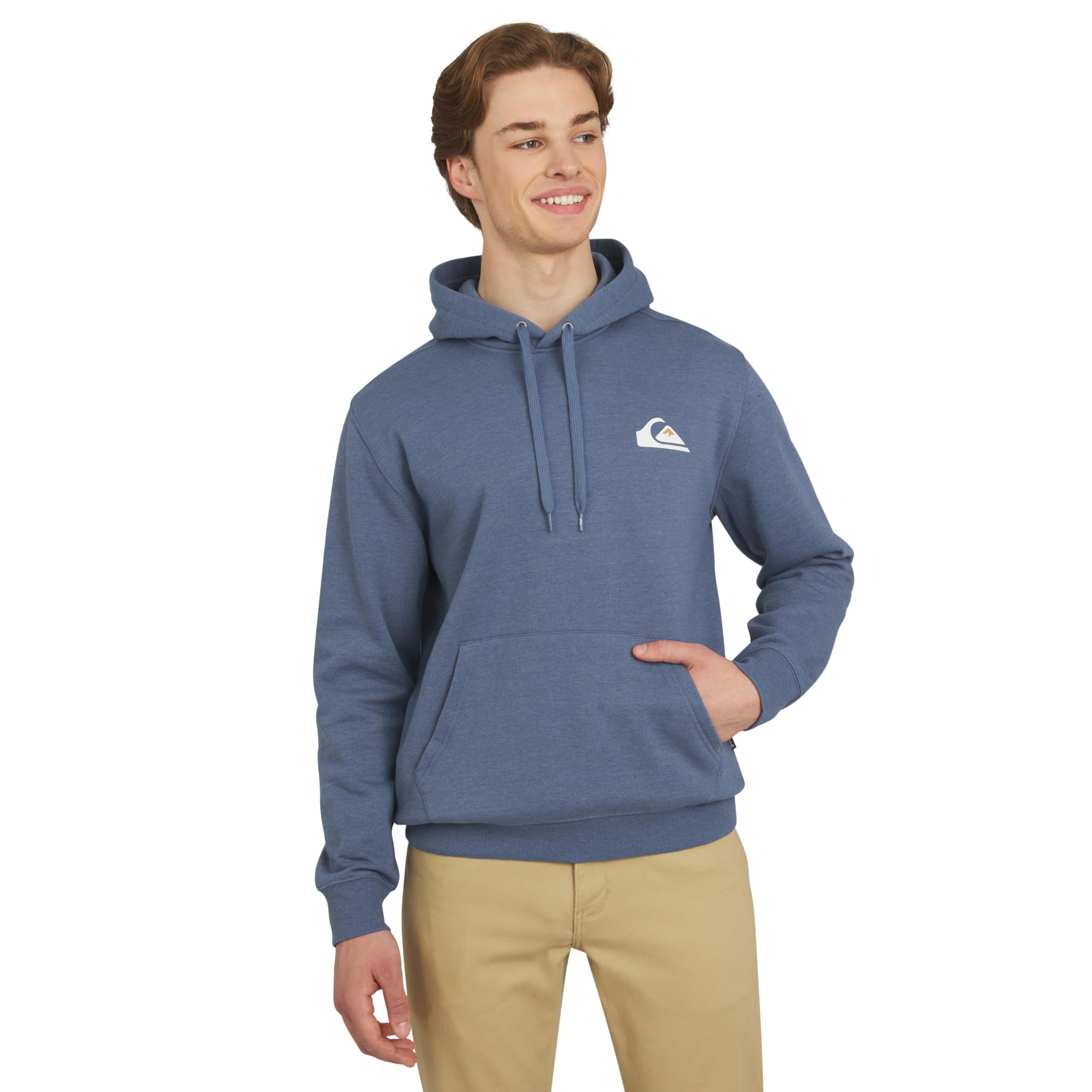 Quiksilver Men's Regular Fit Super Soft Fleece Midweight Pullover Hooded Sweatshirt (S-XXL), Navy Heather, L