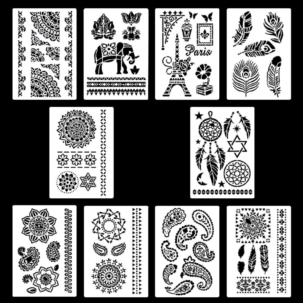 Rolin Roly 10 Stück Schablonen Malen Mandala Tiermalerei Schablone