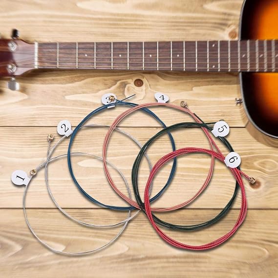 Acoustic Guitar Strings, Premium Phosphor Bronze 6-Pack Set with Clear Balanced Tone Standard Gauge Replacement Strings for Electric and Acoustic Guitars