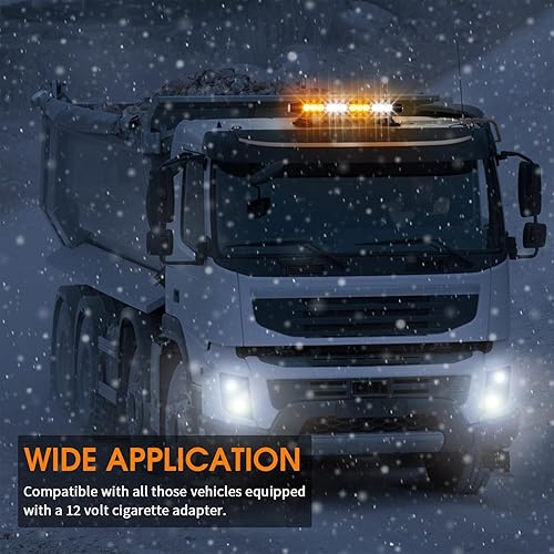 Miniatura 9 de LINKITOM - Barra de luz estroboscópica de 30 LED para techo, ámbarblanco, aluminio, doble cara, luz de advertencia de seguridad de emergencia con