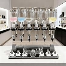 Perfume Bar Dispenser, Manual Perfume Dispenser with 12 Bottles, Liquid Filling Machine Transfer Kit w/ 12 Scent Testing Cups & Pump Heads, 0.2qt Adjustable Desktop Liquid Filler for Perfume Store Bar