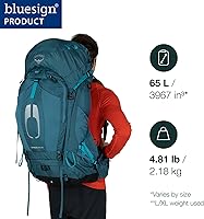 Vista 2 de Osprey Atmos AG 65 - Mochila de mochilero para hombre, color verde mítico, talla L/XL