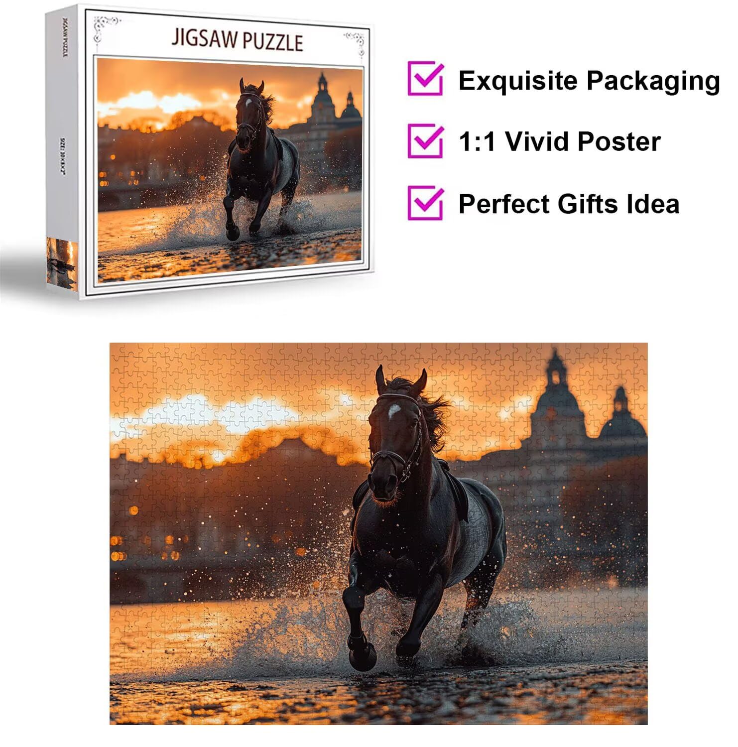 Puzzle 1500 sztuk zwierząt Trudne drewniane puzzle, n-474 | Niemożliwe wyzwanie, inteligentna gra zręcznościowa, gry logiczne dla całej rodziny, pomysł na prezent, fale