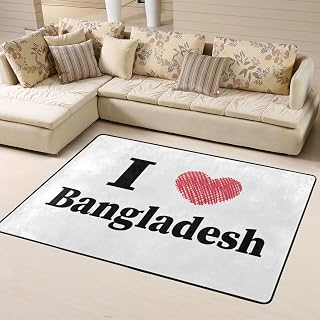 I Love Bangladesh Area Rug 4x6 Feet Rugs for Living Room Bedroom Soft Indoor Floor Rug Non-Slip Carpet
