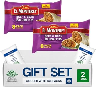 Salutem Vita Beef & Bean Burritos Frozen Gift Set - Pack of 2, 8 Burritos 32oz Quick Mexican Meals