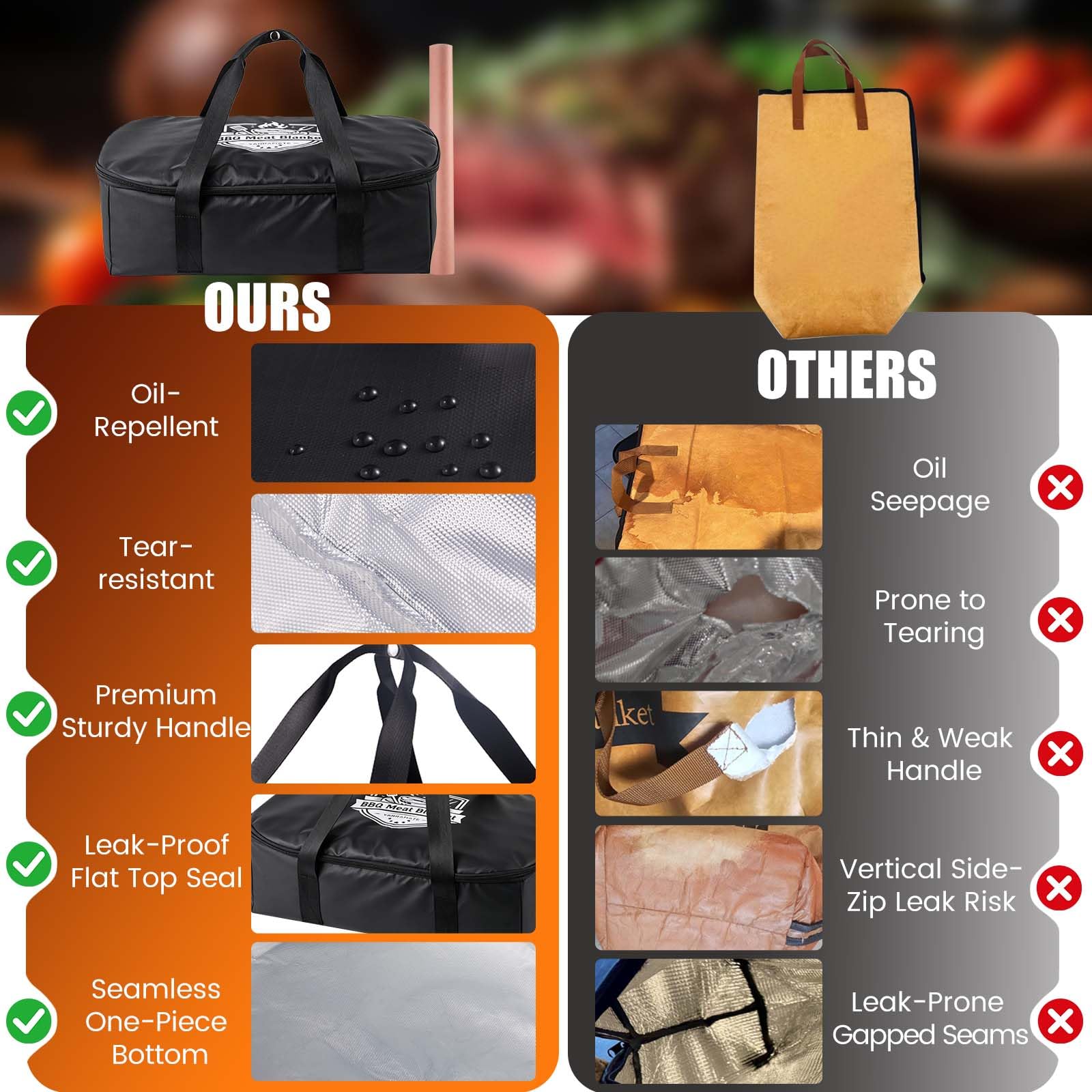 YARRAMATE Koc BBQ wielokrotnego użytku do odpoczynku mięsa, 21" izolowana torba na mostek, termiczny pojemnik z szerokim otworem, akcesoria do wędzarni, prezenty dla mężczyzn i taty